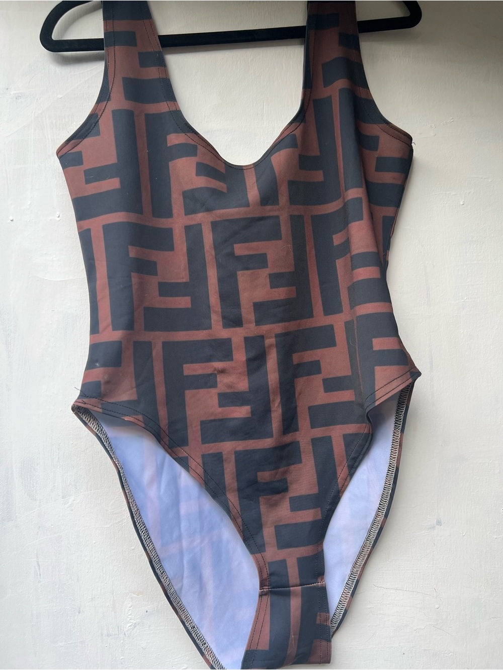 Brown Geometric One-Piece Swimsuit - Designer-Inspired